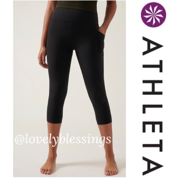 Athleta Salutation Stash Side Pockets Powervita RN 54023 Black Size Large - Picture 15 of 16